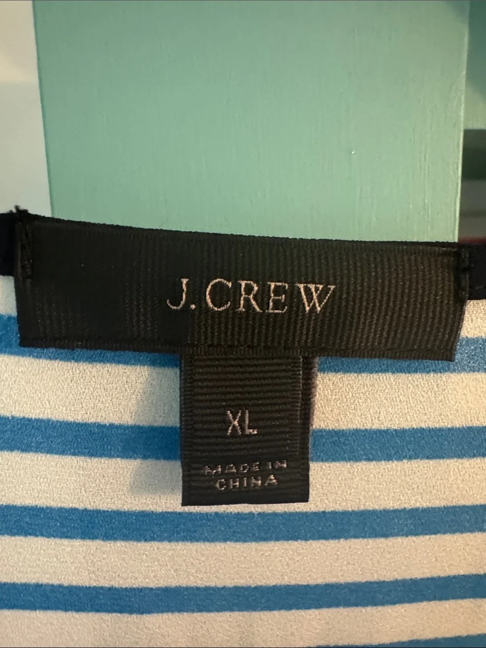 J. Crew Blue & White Striped Cover Up with Navy Trim XL EUC